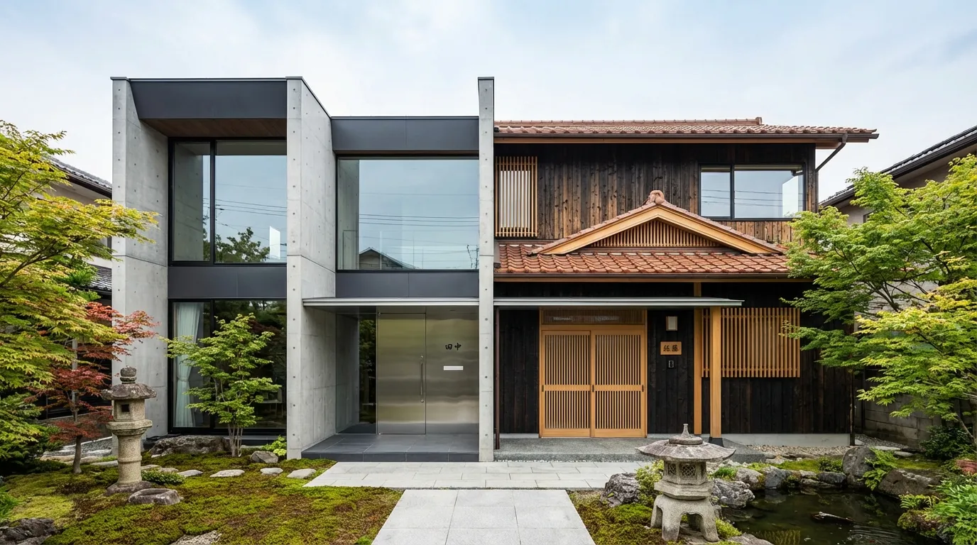 吹き抜けのある狭小住宅の内部