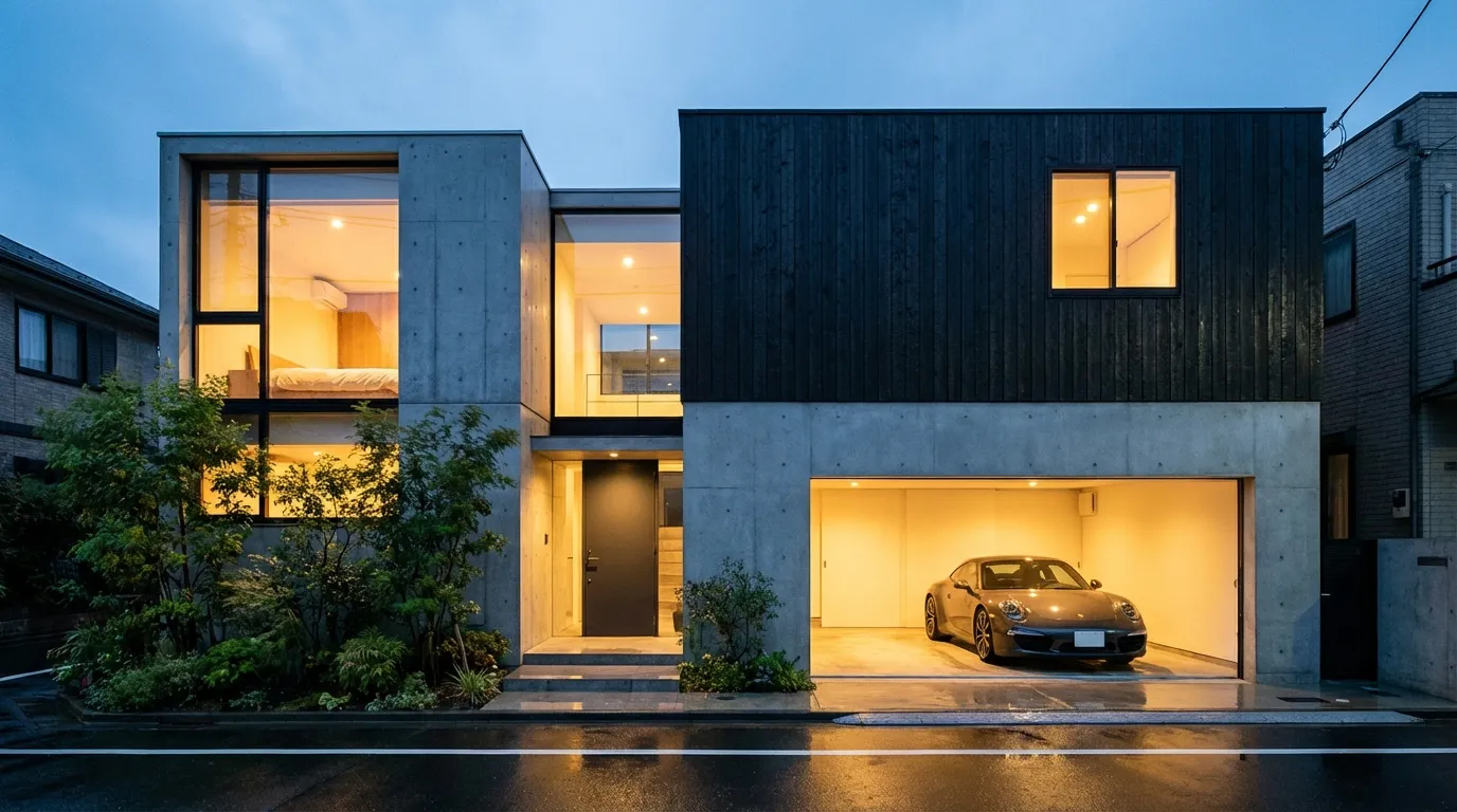 ビルトインガレージのある住宅