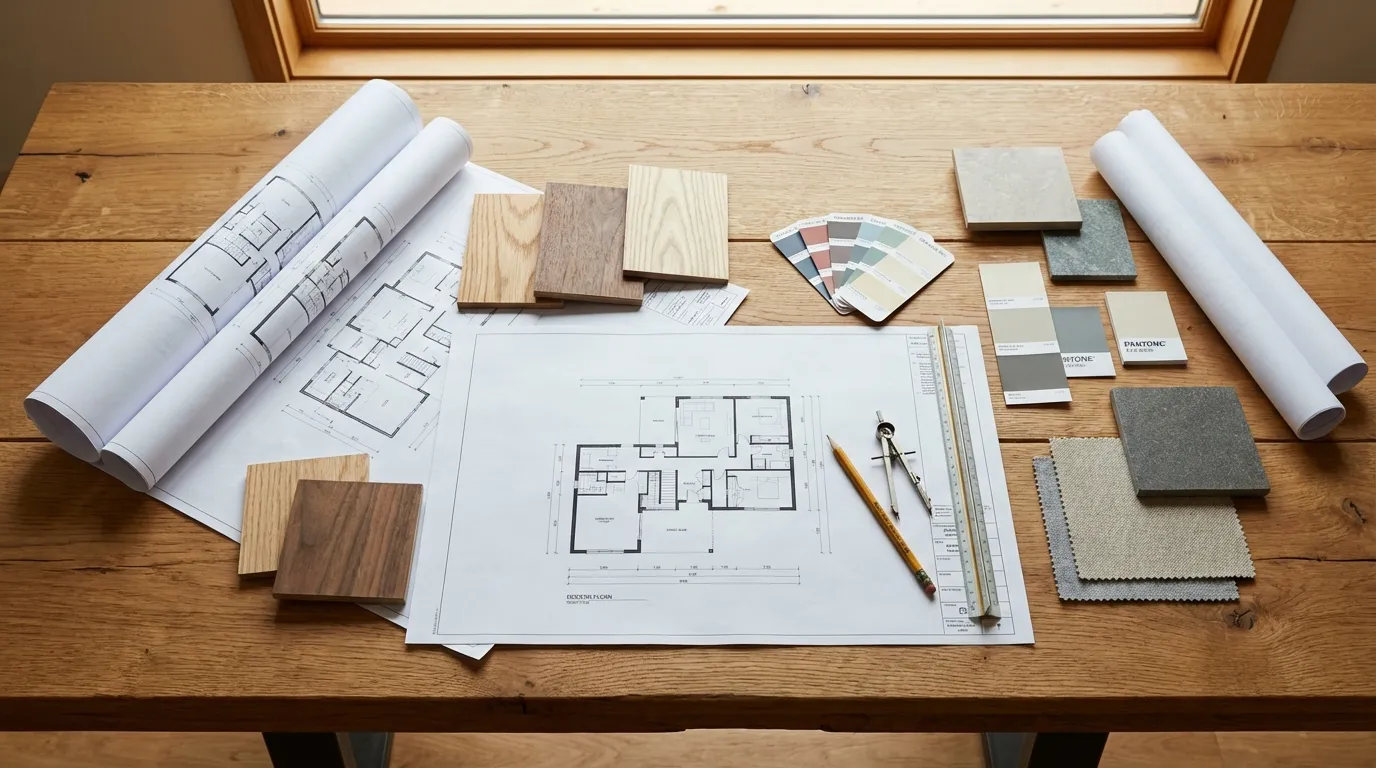 設計図面と素材サンプル