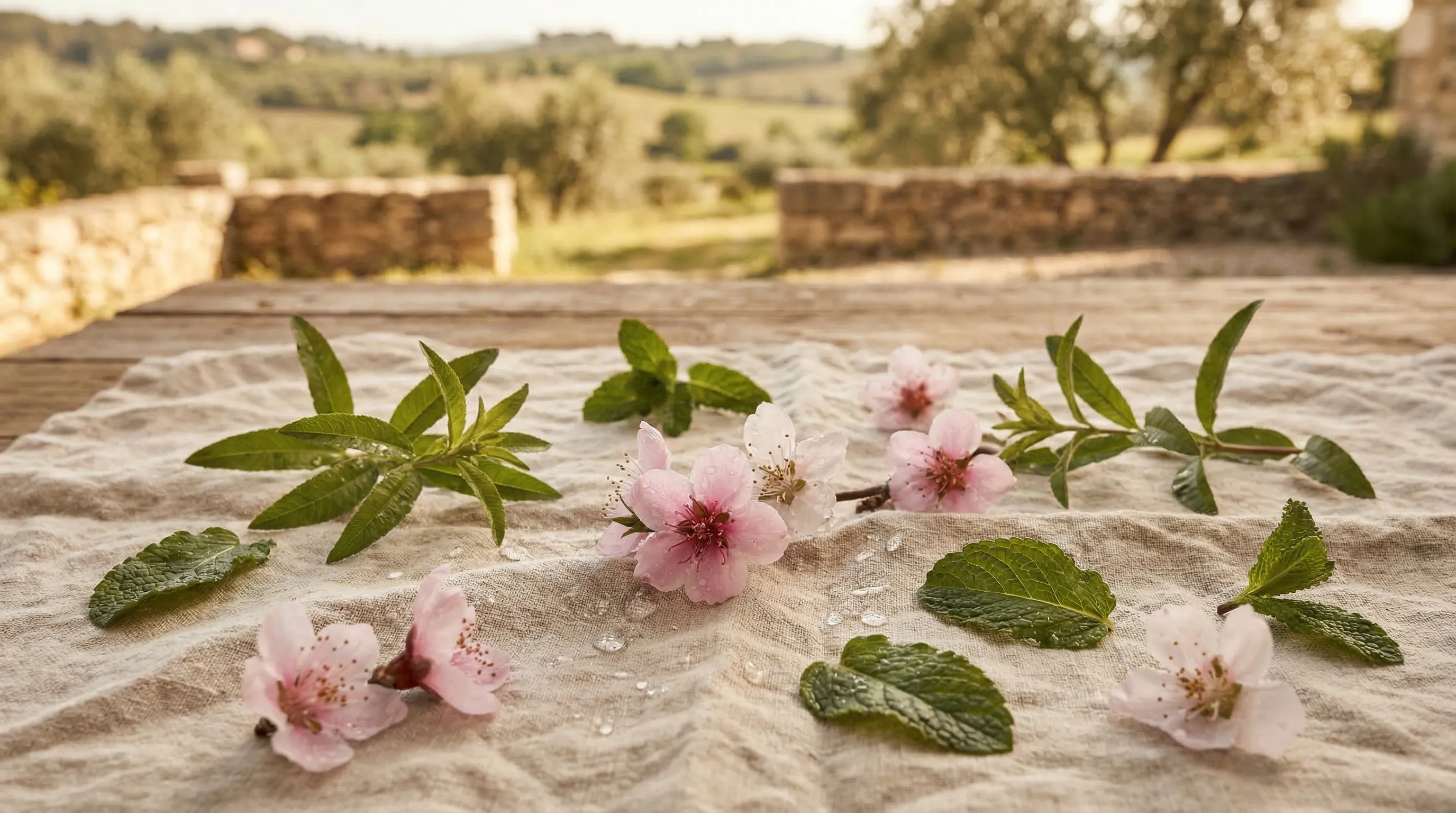 プロヴァンスのハーブと桃